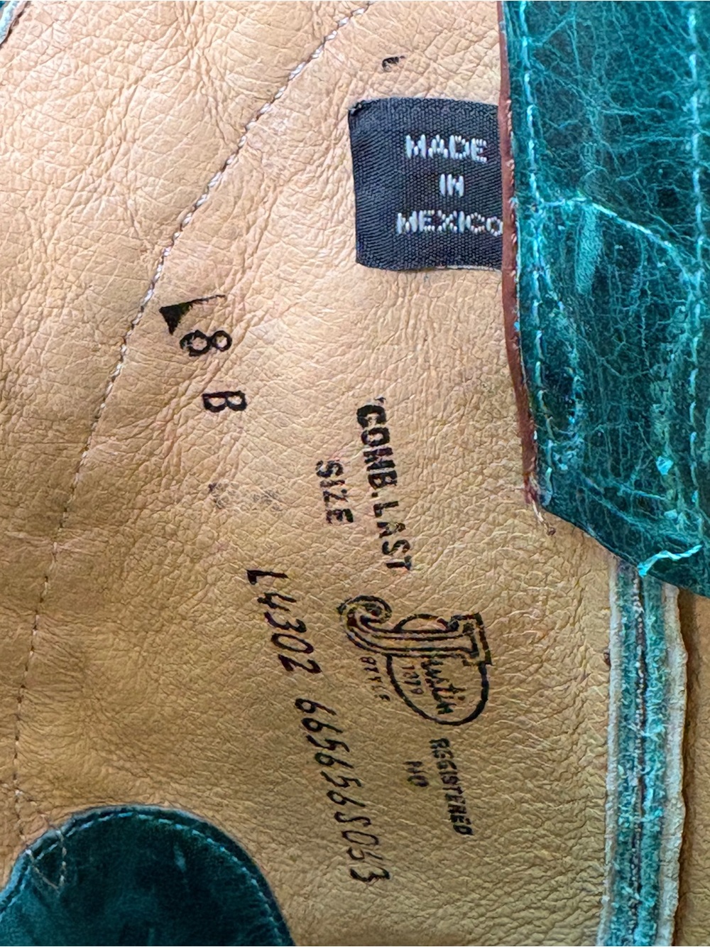 Justin Damiana Turquoise Leather Cowboy Boots Womens 8B Snip Toe Western - Picture 10 of 12